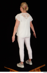 Whole Body Woman White Pants Chubby Standing Top Studio photo references